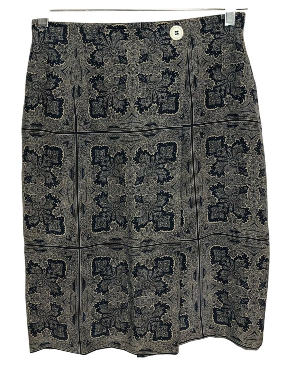 Jones New York Blue/White Lined Silk Pencil Skirt Women’s Size 6
